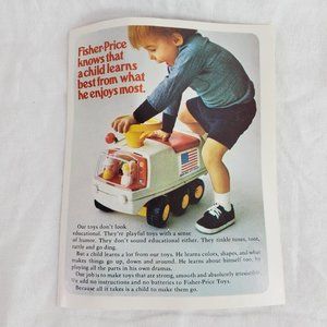 Vintage Fisher Price Toys Mini Catalog Pamphlet Ad Insert 1971 Little People